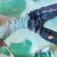 RevSlymsford: Chris's Slime Bath And Foam Cleanse In Jeans and Undershirt