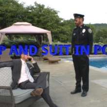 zave66: Cop Uniform and Suit Get Soaked In The Pool