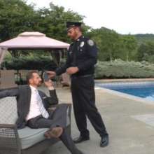 zave66: Cop Uniform and Suit Get Soaked In The Pool