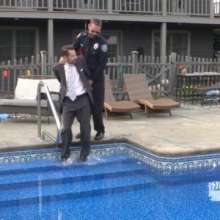 zave66: Cop Uniform and Suit Get Soaked In The Pool