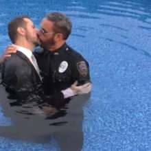 zave66: Cop Uniform and Suit Get Soaked In The Pool
