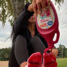 FunFilled Photography: Mallory's Messy Socked Feet in Strawberry and Pancake Syrup!