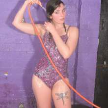 DungeonMasterOne: Maude washes the wellies and gets drenched in the process!