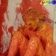 WamtasticUK: MessySte in Orange and Red Gunge in White 11 Degrees Outfit
