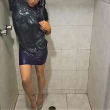 MadelineOasis: Sexy Clara in a Blue Silk Blouse and Short Skirt