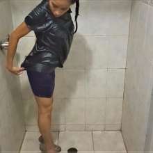 MadelineOasis: Sexy Clara in a Blue Silk Blouse and Short Skirt
