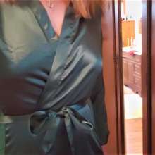 MadelineOasis: A Stunning Green Satin Nightgown and Robe Soaked
