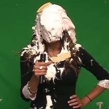 SlapstickStuff: Cute Brunette Jen Reports On Her Own Pie Mishap in SS100 Scene 2