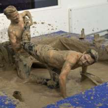 WamtasticUK: Adam and James Wedding Suits Mud Wrestle
