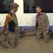 WamtasticUK: Adam and James Wedding Suits Mud Wrestle