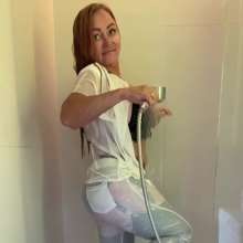 Wet_look_elena: In the Shower in Stockings Lacy White Knickers