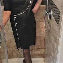 MadelineOasis: Black Business Dress and Lacy Lingerie in Shower