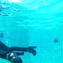 Wet_look_elena: Pool Underwater Leather Waist Coat Leather Pants White Top