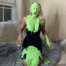 Slimed Models: Scarlett Chunky Green Slimed in an Evening Dress Re-Release