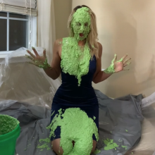 Slimed Models: Scarlett Chunky Green Slimed in an Evening Dress Re-Release