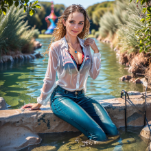 Wetmaxiskirts: Glamour AI Wetlook with greater denim focus (Model: Neurogen V1.0)