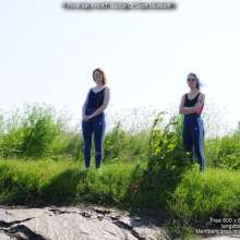 DungeonMasterOne: Two girls in the mud in Adidas "Badge Of Sport" skin-tight leggings!