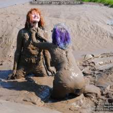 DungeonMasterOne: Two girls in the mud in Adidas "Badge Of Sport" skin-tight leggings!