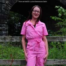 DungeonMasterOne: Lucia goes swimming in a pink Barbiecore boilersuit!