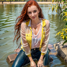 Wetmaxiskirts: Glamour AI Wetlook with greater denim focus (Model: Neurogen V1.0)