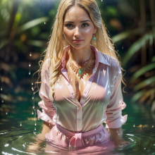 Wetmaxiskirts: Glamour AI Wetlook with greater denim focus (Model: Neurogen V1.0)
