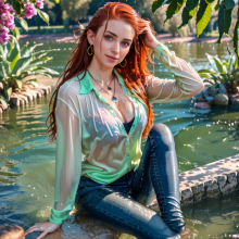 Wetmaxiskirts: Glamour AI Wetlook with greater denim focus (Model: Neurogen V1.0)
