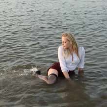 WetPlace: Beautiful Eileen Schoolgirl In The River