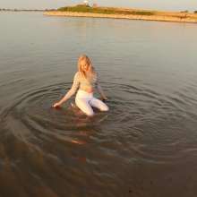 WetPlace: Beautiful Eileen White Pants And Striped Shirt In The River