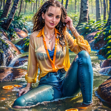 Wetmaxiskirts: Glamour AI Wetlook with greater denim focus (Model: Neurogen V1.0)