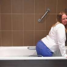 CheekyLuna: CheekyLuna's Bath Time In Tight Jeans And White Blouse