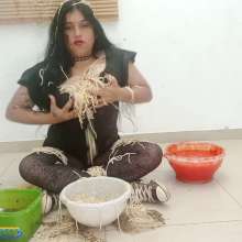 Hikari-Studio-Wam: Hikari Enjoys a Mess with Spaghetti and Beans