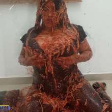 Hikari-Studio-Wam: Hikari Enjoys a Mess with Spaghetti and Beans