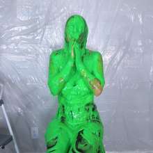 Miss Nicole: Phoebe Is Green Slimed and Pied in Tight Leather Pants