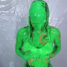 Miss Nicole: Phoebe Is Green Slimed and Pied in Tight Leather Pants