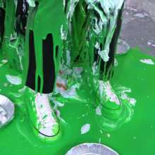 Miss Nicole: Phoebe Is Green Slimed and Pied in Tight Leather Pants