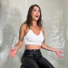 Miss Nicole: Phoebe Is Green Slimed and Pied in Tight Leather Pants