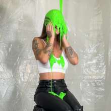 Miss Nicole: Phoebe Is Green Slimed and Pied in Tight Leather Pants