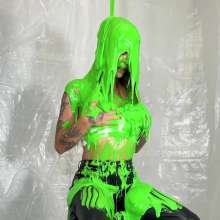 Miss Nicole: Phoebe Is Green Slimed and Pied in Tight Leather Pants
