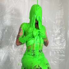 Miss Nicole: Phoebe Is Green Slimed and Pied in Tight Leather Pants