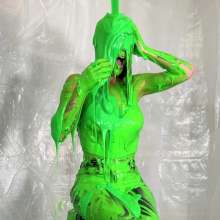 Miss Nicole: Phoebe Is Green Slimed and Pied in Tight Leather Pants