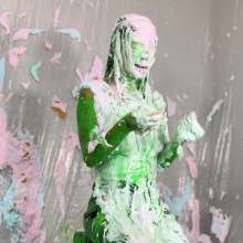 Miss Nicole: Phoebe Is Green Slimed and Pied in Tight Leather Pants