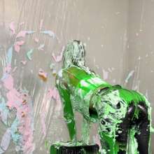 Miss Nicole: Phoebe Is Green Slimed and Pied in Tight Leather Pants