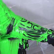 Miss Nicole: Phoebe Is Green Slimed and Pied in Tight Leather Pants