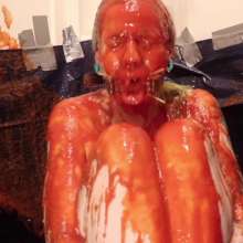 DuckDuckWam: Sitting Submissive Slut Blasted with Mess--Very Gross