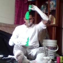 MessyGuys: Valentino, Hot Latino, Submerges His Head in Paint + Naked