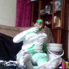 MessyGuys: Valentino, Hot Latino, Submerges His Head in Paint + Naked