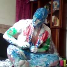 MessyGuys: Valentino, Hot Latino, Submerges His Head in Paint + Naked