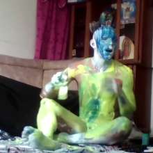 MessyGuys: Valentino, Hot Latino, Submerges His Head in Paint + Naked