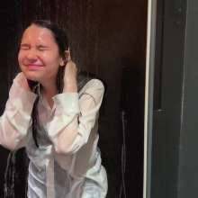 Wet Live Team: Wet in the Shower in a Batman Mask and Shirt, Wetlook Girl