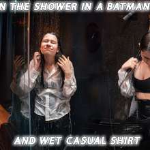 Wet Live Team: Wet in the Shower in a Batman Mask and Shirt, Wetlook Girl